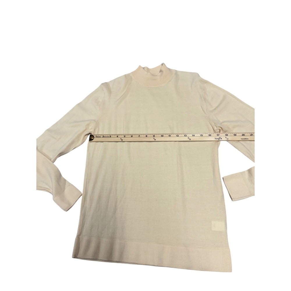 Murano 100% Merino Wool Mock Neck Sweater Cream Italian Yarn Womens Large - Picture 3 of 6